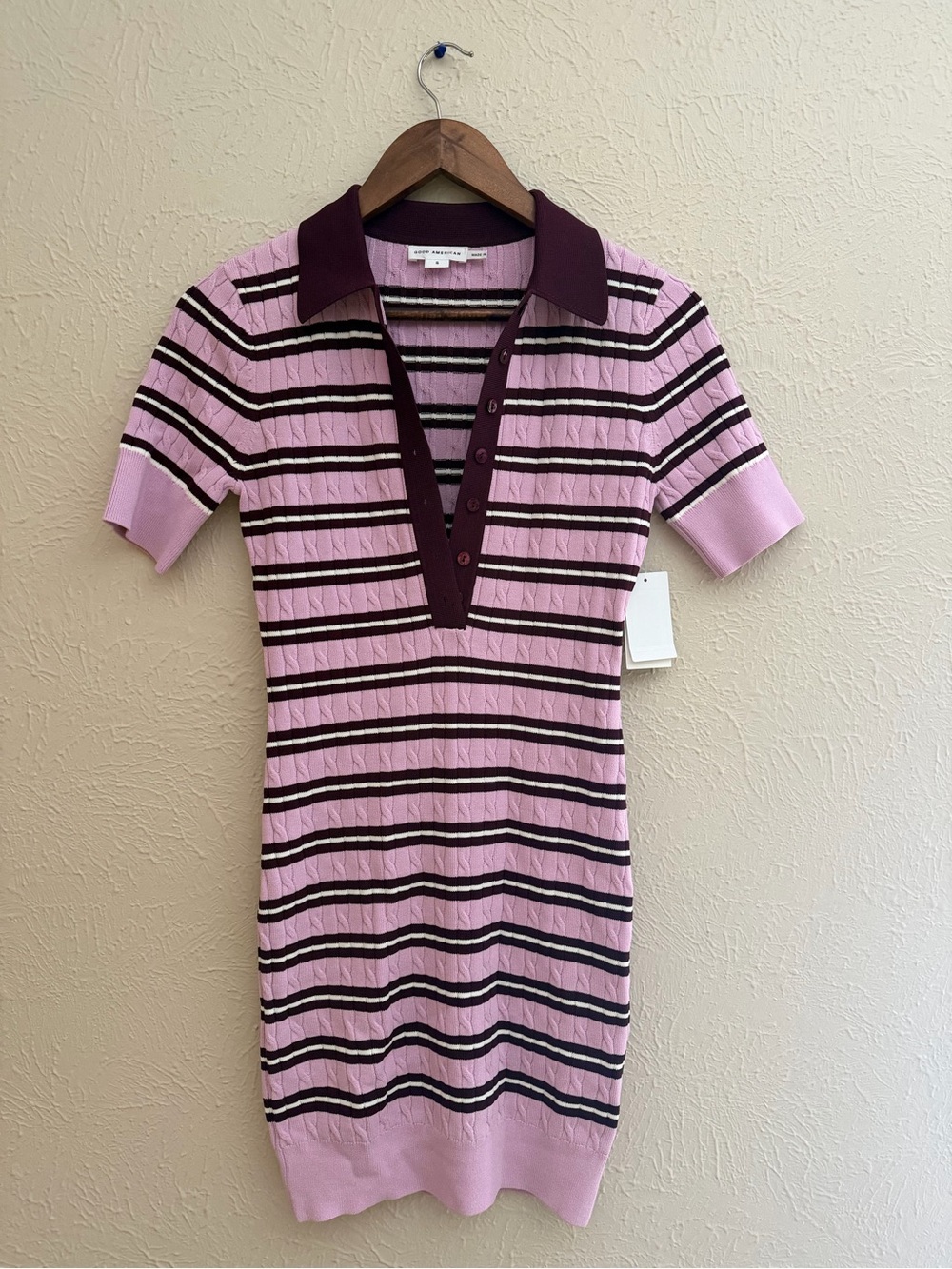 Good American Cable Knit Mini Dress Collegiate Stripe – NWT – Size Small